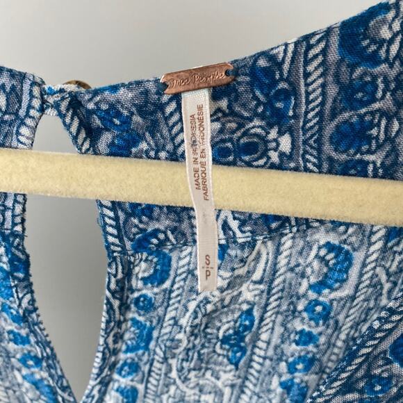Free People Blue Printed Arizona Short Sleeve Romper Size: S - Picture 7 of 8